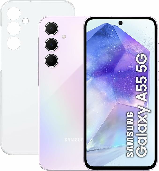 Samsung Galaxy A55 5G 256GB capa transparente - telemóvel Android, smartphone livre, bateria de longa duração, câmara 50 MP