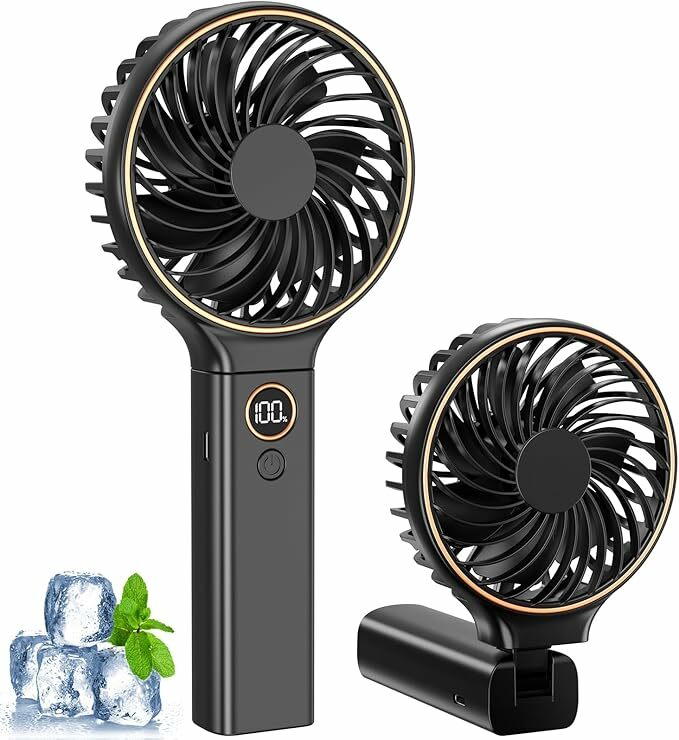 Ventoinha portátil, ponte ventilador recarregável USB-C com 6 velocidades