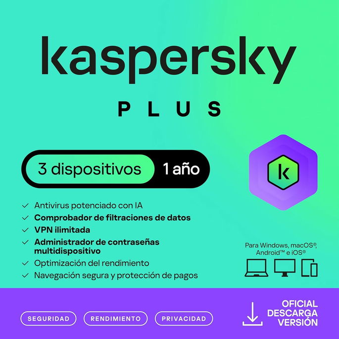 Kaspersky Plus Internet Security 2025 | 3 Dispositivos