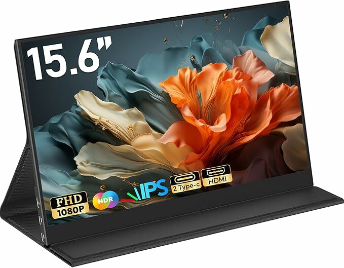 HONGO Monitor portátil ecrã portátil IPS FHD de 15,6" de 1920 x 1080 P