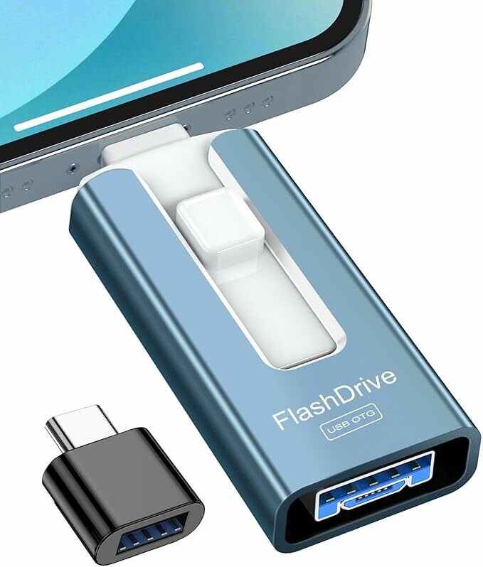 GNASEET Pendrive 256 GB de alta velocidade 3.0, memória USB externa 4 em 1 para lPhone