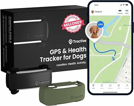 Tractive - Bundle GPS cães com capa verde azeitona