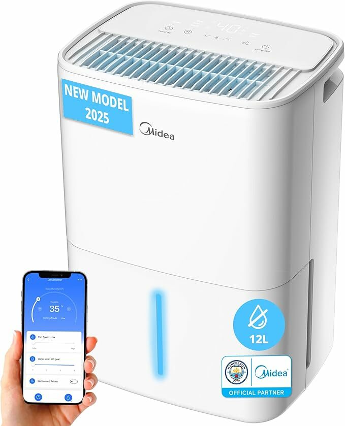 MIDEA Deshumidificador de humidade  Silencioso de 12 l com controlo de APP até 35 m2