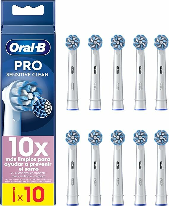 Oral-B Pro Sensitive Clean Peças sobresselentes para escova de dentes elétrica, conjunto de 10 cabeças