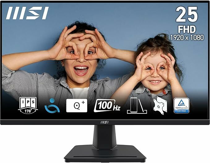 MSI Pro MP252 Monitor profissional Full HD de 24,5", painel IPS 1920 x 1080, 100 Hz, ecrã Eye-Friendly
