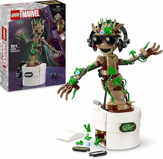LEGO Marvel Groot Dançarino figura articulada do personagem de guardiões da galáxia, brinquedo de construção de super-heróis, 10 anos ou mais