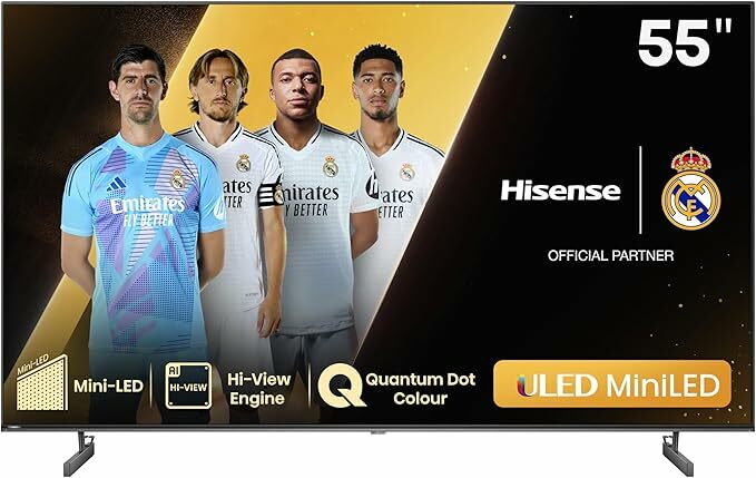 Hisense 55U6NQ Mini-LED TV, 55 polegadas, com Quantum Dot Colour, Full Array Local Dimming, modo de jogo