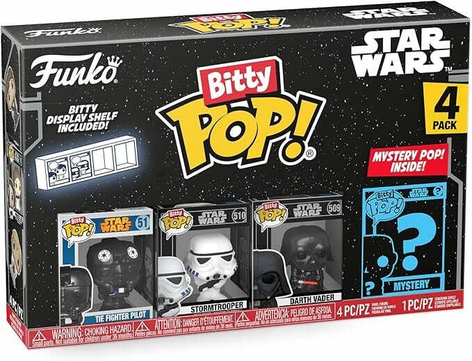 Funko Bitty Pop! Star Wars - Darth Vader™, TIE Fighter Pilot™, Stormtrooper™ e uma mini figura misteriosa