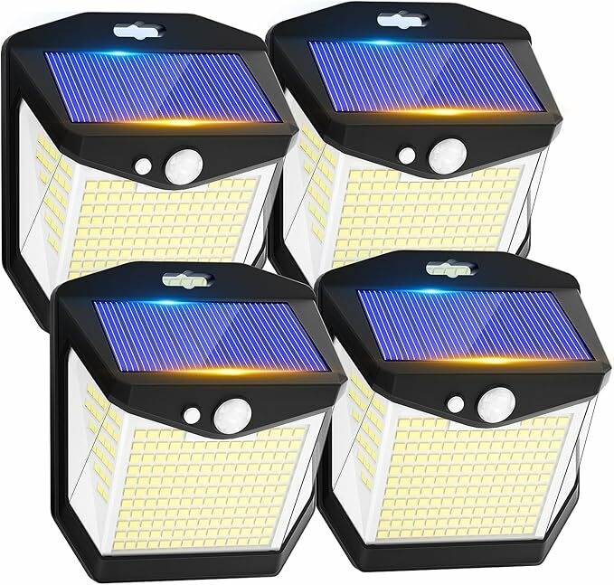 Luz solar LED exterior jardim: 248 LED luzes solares sensor de movimento 270°