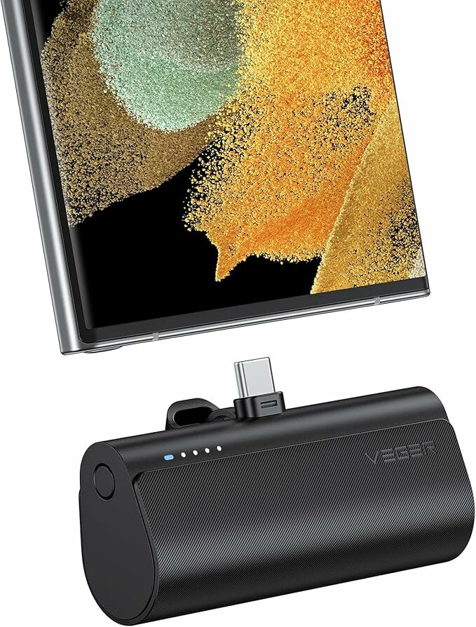 VEGER Mini Power Bank 5000 mAh bateria externa USB C carregador portátil