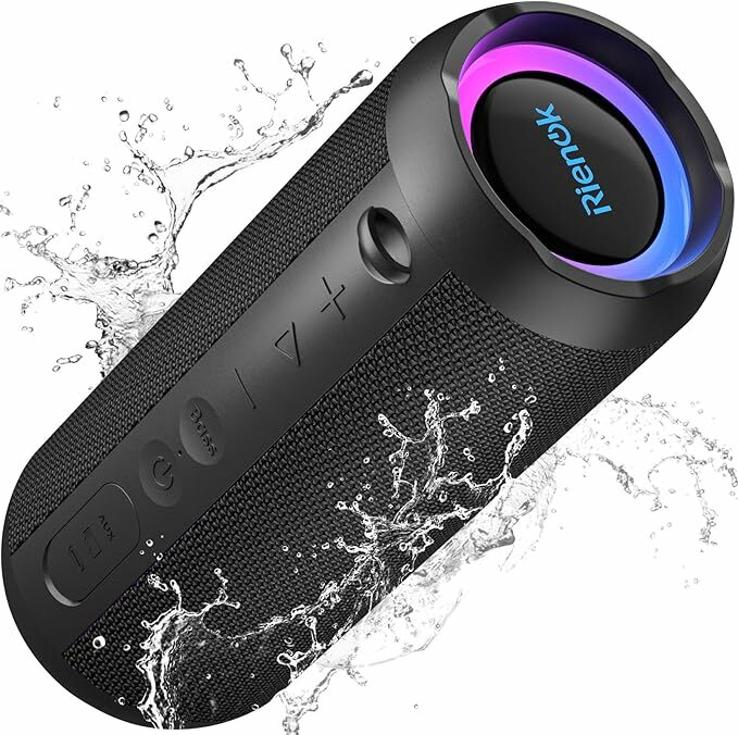 RIENOK Altifalante Bluetooth 5.3 altifalante sem fios portátil impermeável IPX7