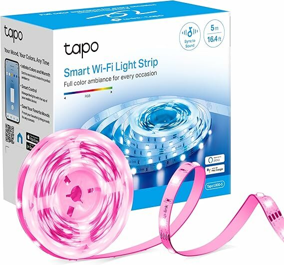 TP-Link Tapo L900-5 - 5 M Tiras LED de 12 V, 16 milhões de cores com 2100 mcd, ideal para a família, sincronização com música, compatível com Google e Alexa