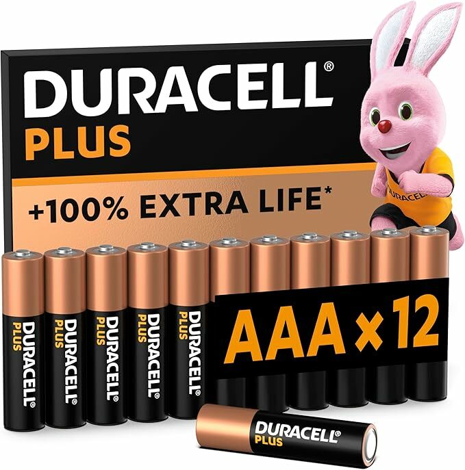 Duracell Plus pilhas AAA (pacote de 12) - alcalinas de 1,5 V