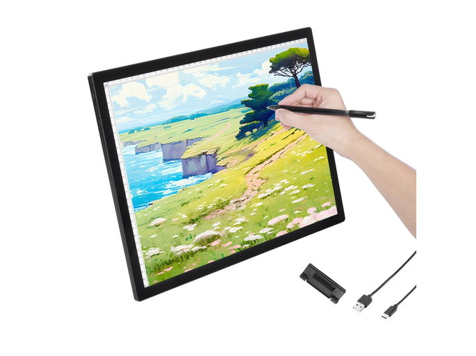 Painel De Luz Led A3 Recarregável Succebuy Com 6 Níveis De Intensidade Reguláveis, Preto