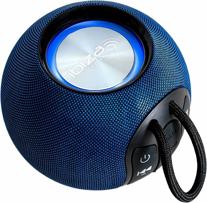 Ibiza - Boomy - Altifalante redondo portátil Bluetooth de 360° de 2,5" com anéis luminosos LED e função TWS