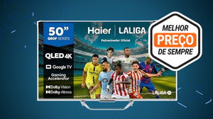 A smart TV Haier de 50" com QLED 4K está ao menor preço na Amazon!