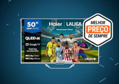 A smart TV Haier de 50" com QLED 4K está ao menor preço na Amazon!