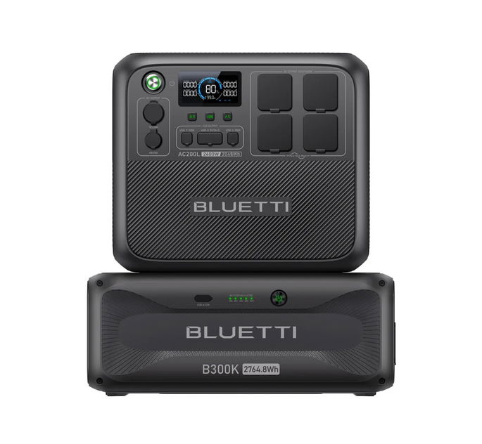 BLUETTI AC200L + B300K — 2.400W / até 4.812Wh / 10 saídas