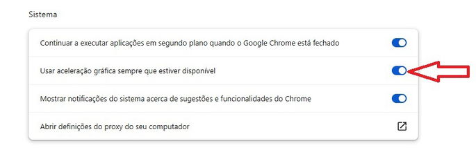 Chrome aceleração gráfica