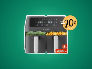 Air fryer EVVO de 8 L com cestas duplas por menos de 80€ na Amazon!