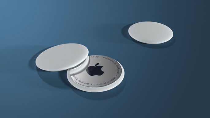 Maquete das AirTags baseada nos rumores