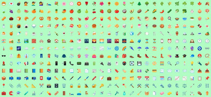 Os 389 emojis renovados do Android 12. Crédito: Emojigraph