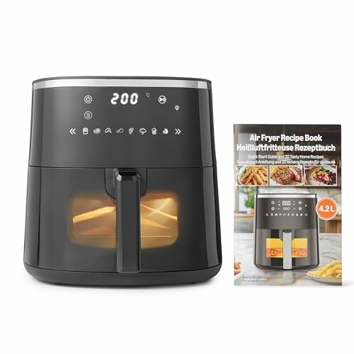 Amazon Basics Fritadeira de ar 4,2 L, 1500 W, preta
