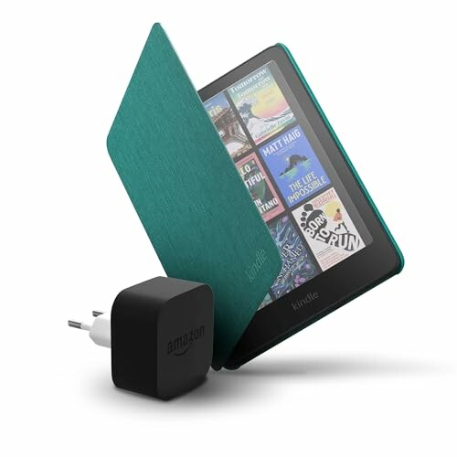 Amazon Kindle Colorsoft 16 GB com capa verde-jade e adaptador de 9 W