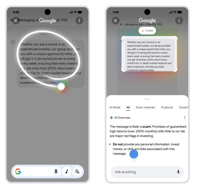 Android 16 Circle to search