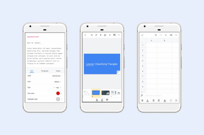 google docs, sheets, slides