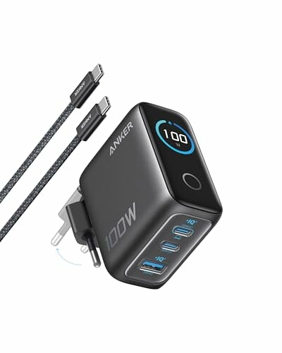 Anker A121B carregador rápido USB-C GaN 100 W, 3 portas