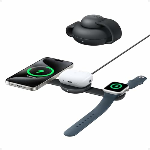 Anker MagGo Estação de carregamento sem fios 3 em 1, compatível com MagSafe, sem fios de 15 W com ce