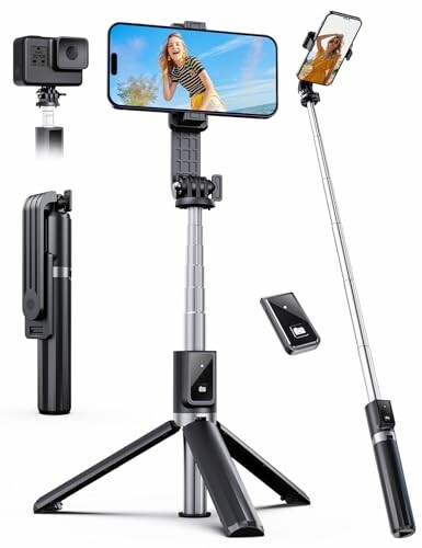 ANXRE Palo Selfie [2024 Trip&eacute; melhorado], trip&eacute; extra longo de 125 cm com controlo remoto destac&aacute;vel