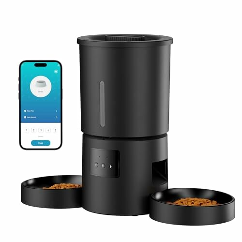 AONBOY A6 Comedouro automático duplo de 5 L com Wi-Fi 2,4 GHz, preto