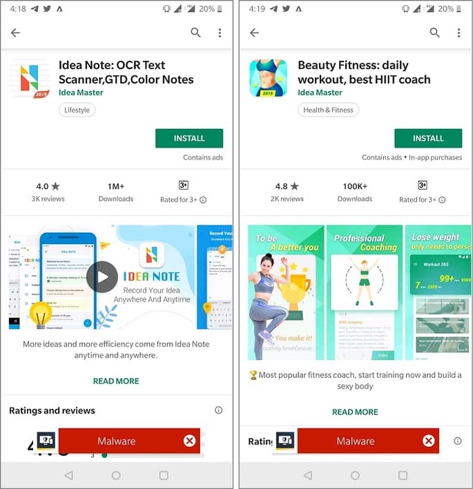 Aplicações afetadas no teu smartphone na Google Play Store