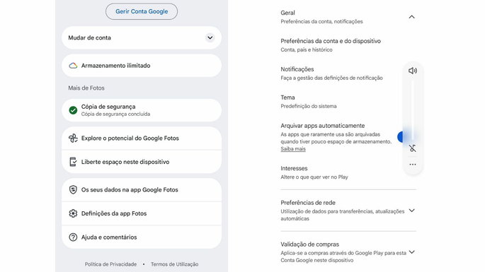 Screenshots de redu&ccedil;&atilde;o de requisitos no armazenamento de apps