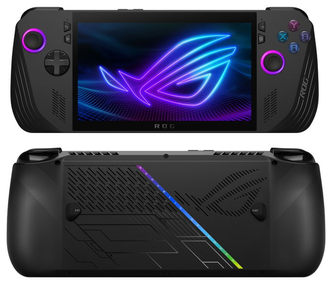 Asus ROG Ally X - visão frontal e do painel traseiro