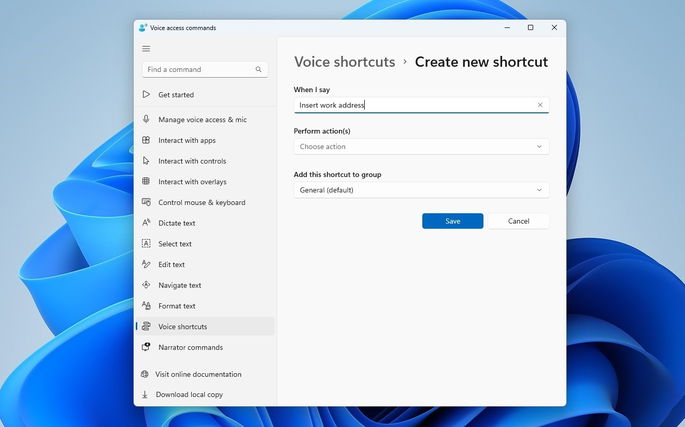 Atalhos de voz Windows