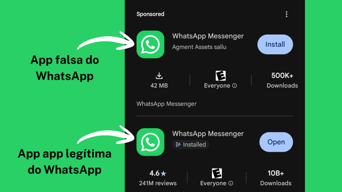 Aten&ccedil;&atilde;o ao instalar o WhatsApp no Android: app falsa passou dos 500 mil downloads