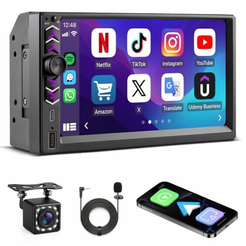 Autorrádio 2 DIN com CarPlay, Android Auto e ecrã tátil de 7"