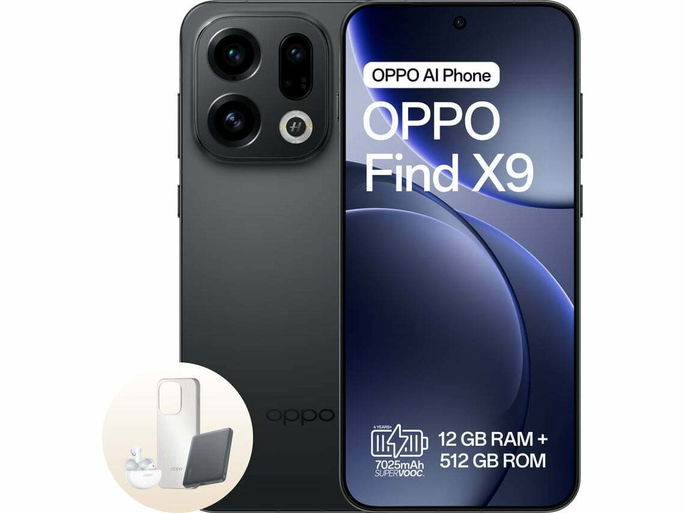 OPPO Find X9  (6.59'' - 12 GB - 512 GB - Preto) + Earbuds + Powerbank + Capa