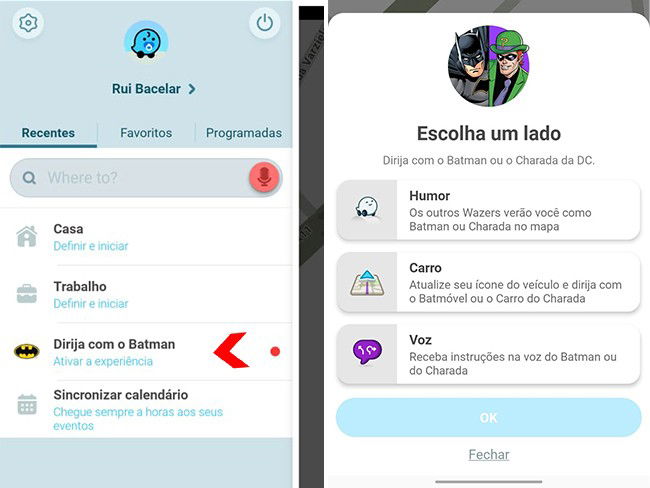 Ativar vozes do Batman ou Enigma no Waze