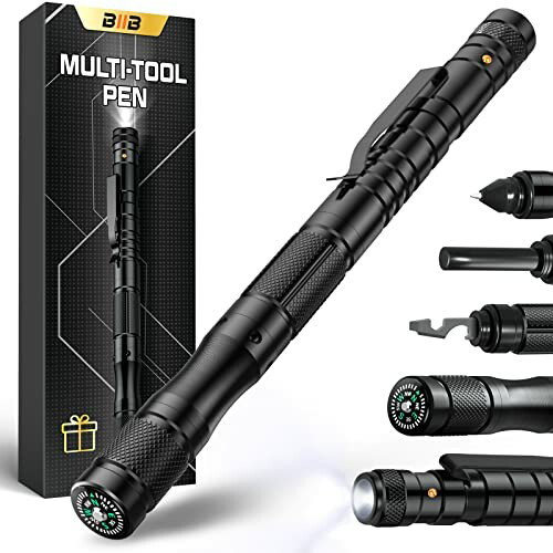 BIIB Presentes originais para homem, 8 em 1 caneta multifunções com LED