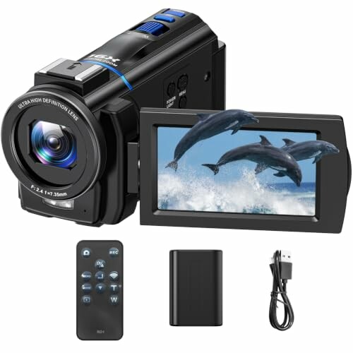 Câmara de vídeo 5K 48 MP com ecrã tátil giratório de 3 polegadas