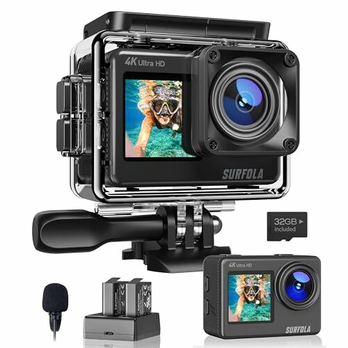 Câmara desportiva 4 K/60 fps 24 MP ecrã duplo WiFi