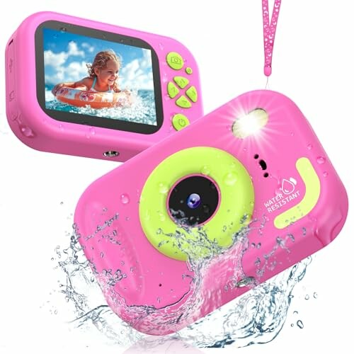 Câmara fotográfica infantil impermeável 48 MP 1080p, ecrã 2,4", 32 GB, rosa
