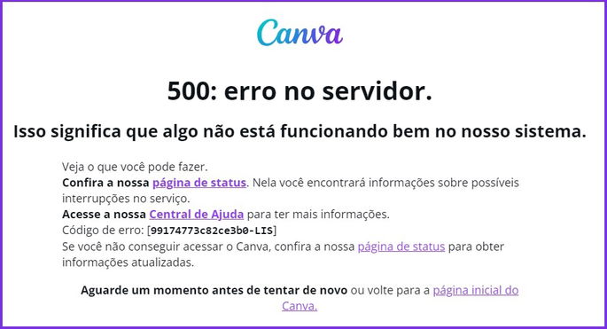 canva fora do ar
