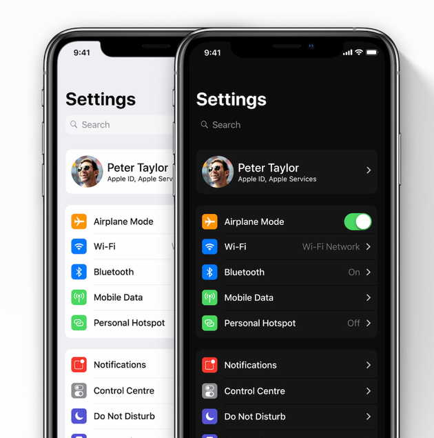 conceito ios 13 dark mode
