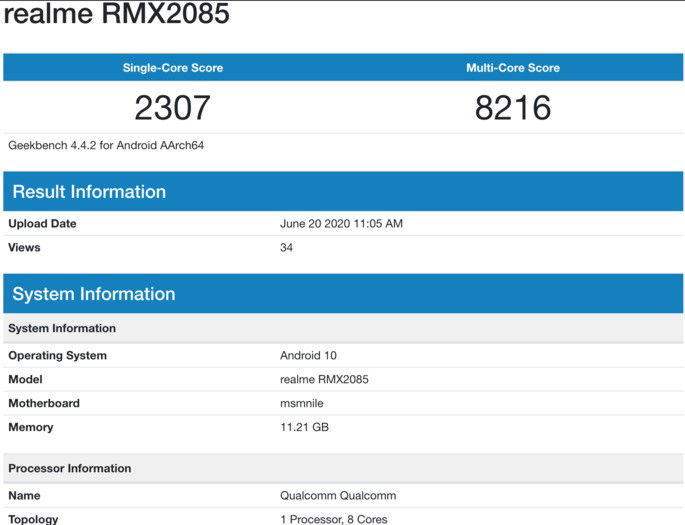 Realme X3 GeekBench