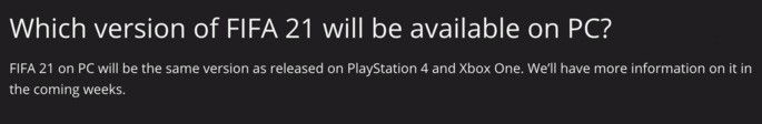 FAQ disponível no site oficial da Electronic Arts